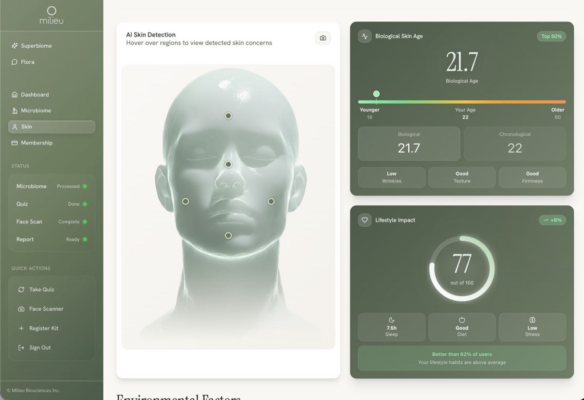 Milieu app interface